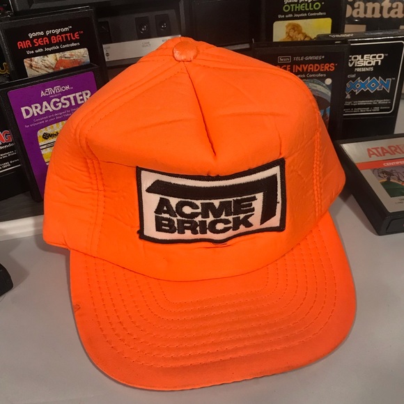 VTG Acme Brick Orange Hunting Snap Back w Patch - Picture 4 of 7
